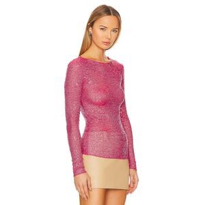 Free People Intimately Gold Rush Long Sleeve In Hot Pink Combo S